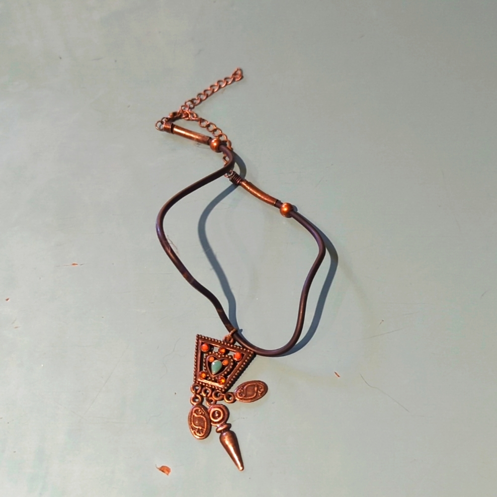 Native style copper and black necklace